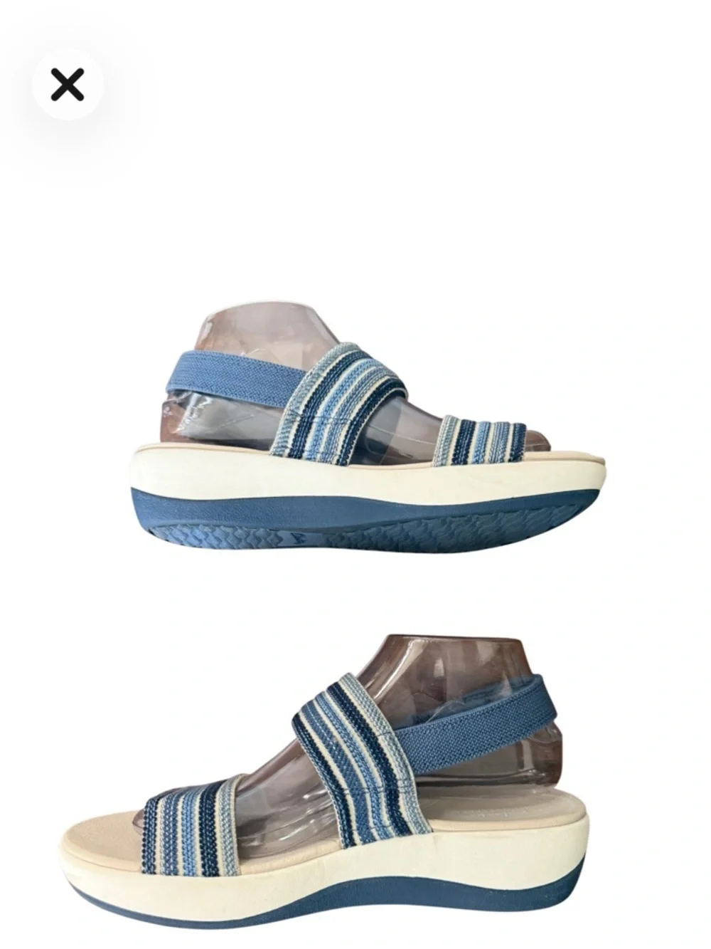 Clarks Cloudsteppers Arla Stroll Women’s Blue Striped Comfort Sandals-Size 7.5 W - Picture 7 of 14